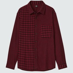 Uniqlo Flannel Red & Black Checkered Button‎ Down Shirt Size Medium Cottagecore